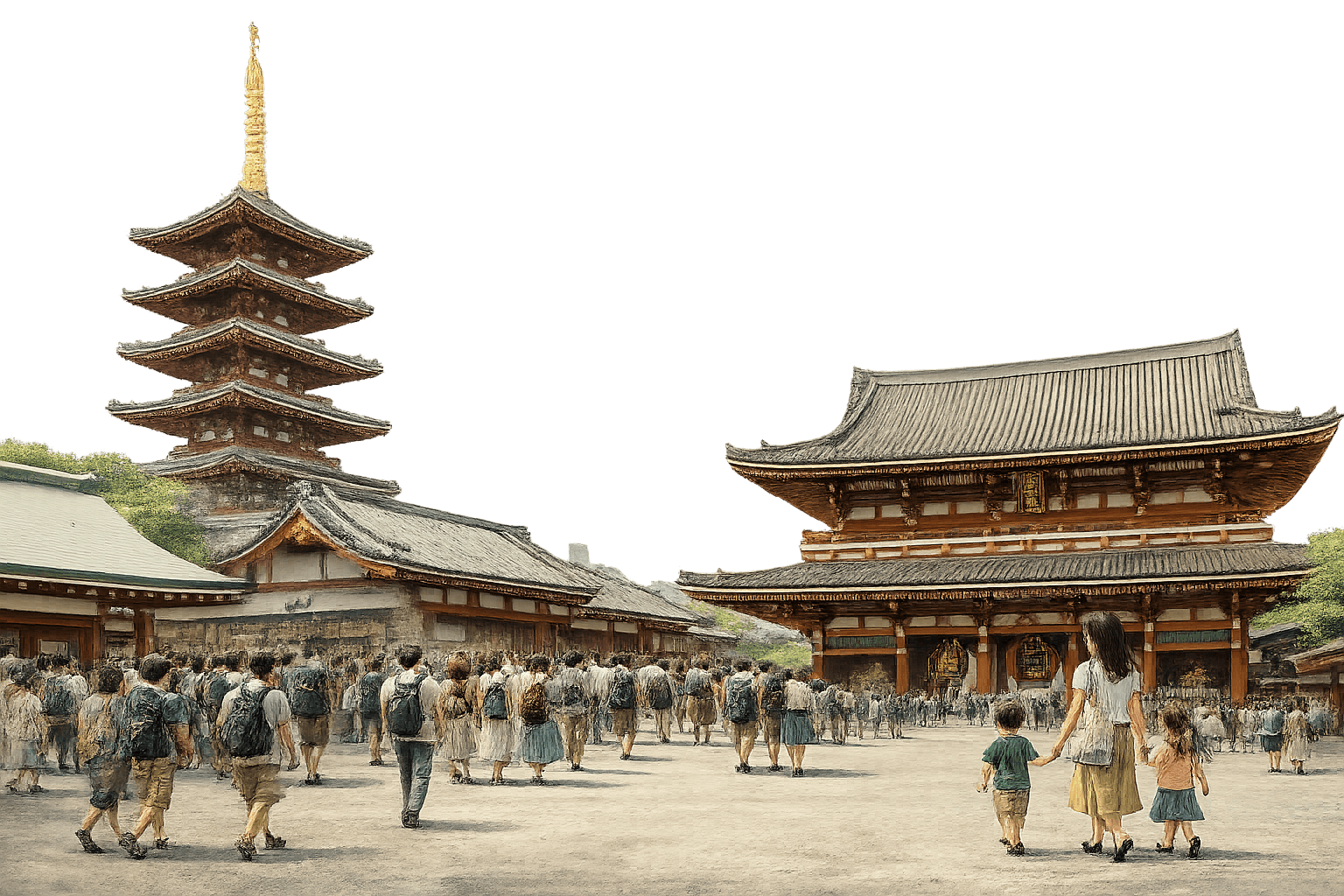 浅草寺周辺を歩く親子のイメージ