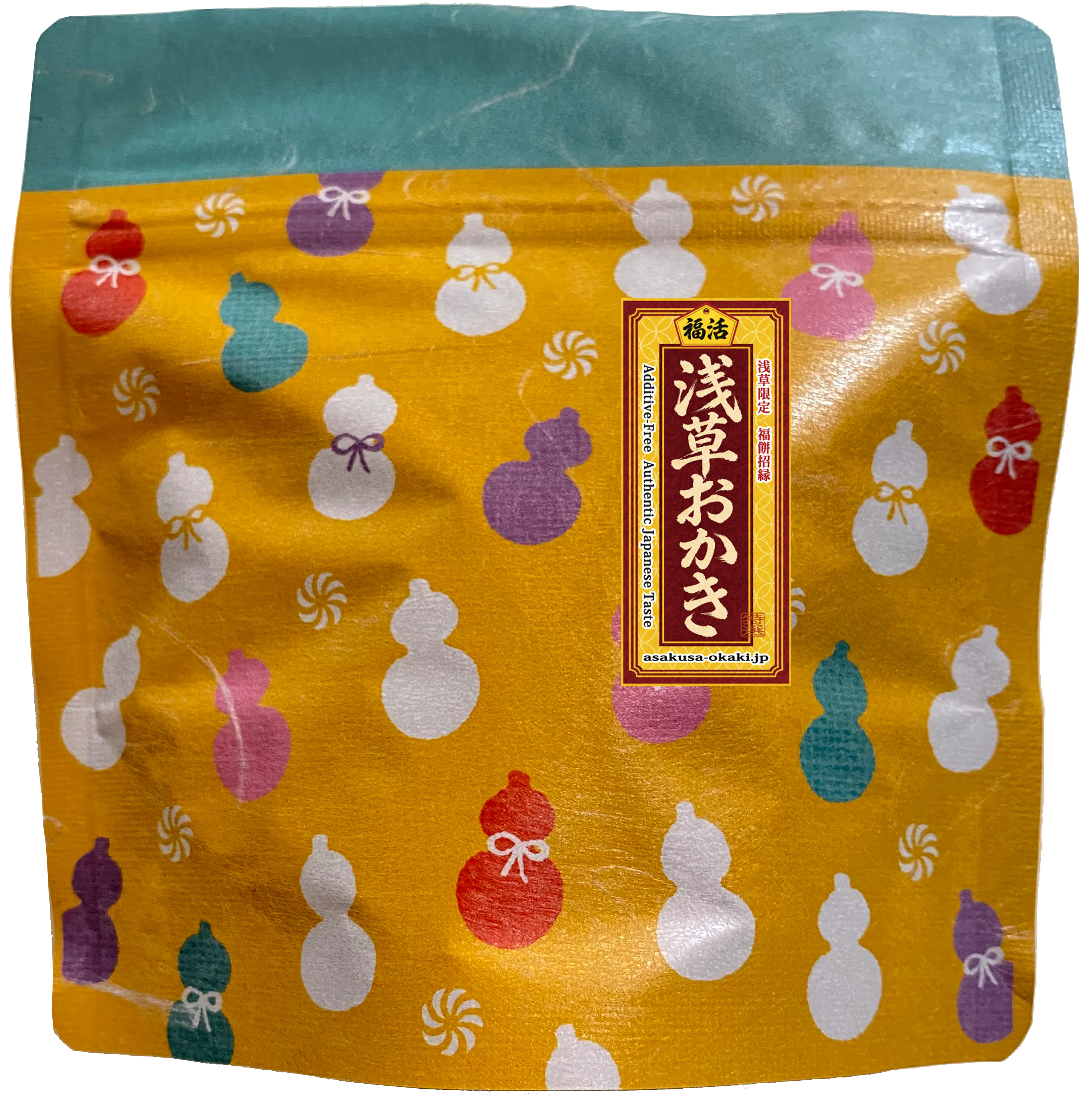 ひょうたん柄の浅草おかきパッケージ